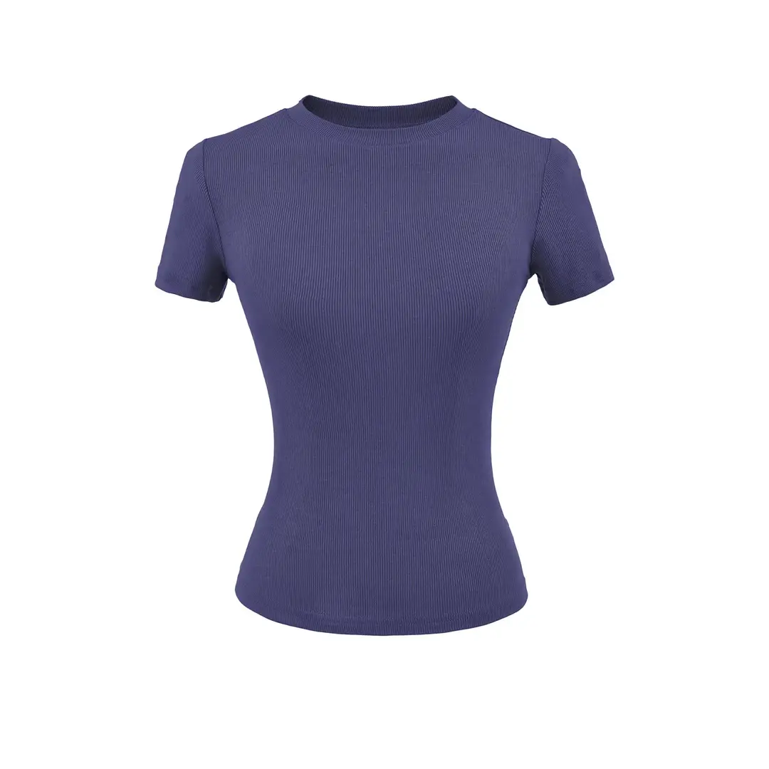 Skims Alternative American-Style Comfortable Stretchy T-Shirt for Women, Summer Versatile Basic Plain Short Top with Round Neck