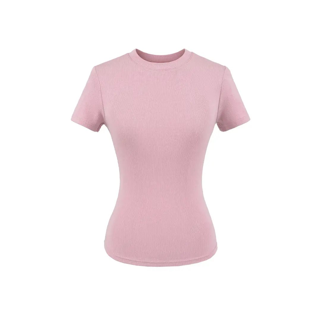 Skims Alternative American-Style Comfortable Stretchy T-Shirt for Women, Summer Versatile Basic Plain Short Top with Round Neck