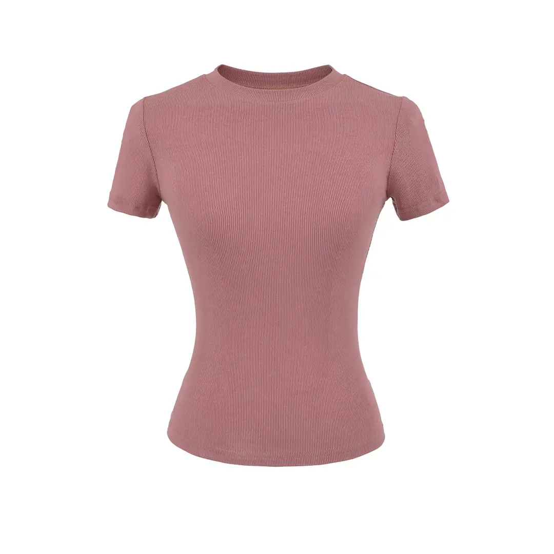 Skims Alternative American-Style Comfortable Stretchy T-Shirt for Women, Summer Versatile Basic Plain Short Top with Round Neck