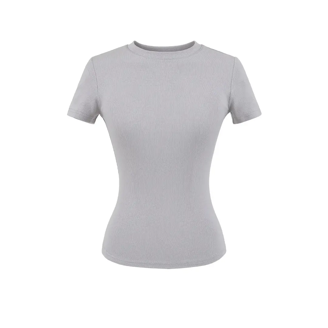 Skims Alternative American-Style Comfortable Stretchy T-Shirt for Women, Summer Versatile Basic Plain Short Top with Round Neck