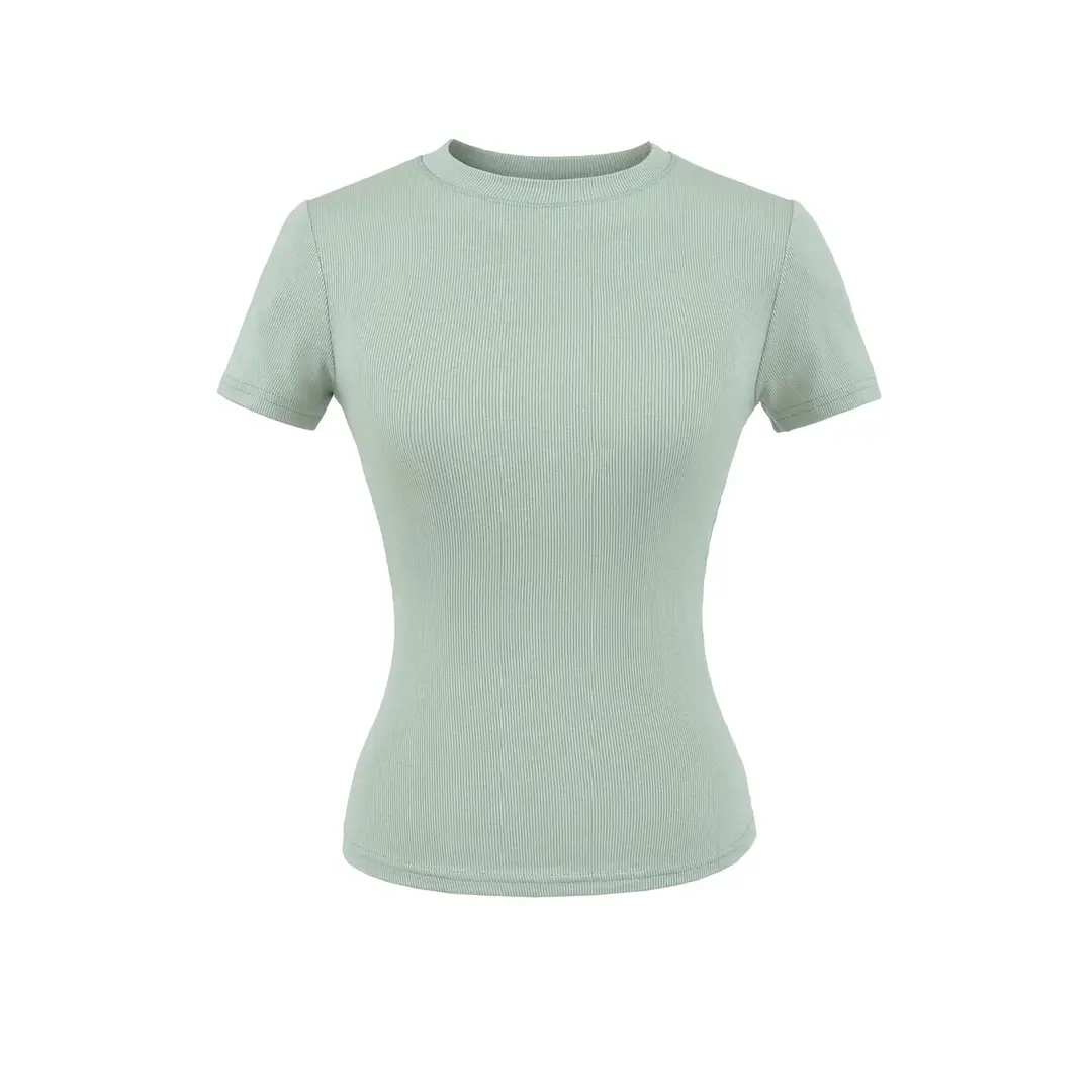 Skims Alternative American-Style Comfortable Stretchy T-Shirt for Women, Summer Versatile Basic Plain Short Top with Round Neck