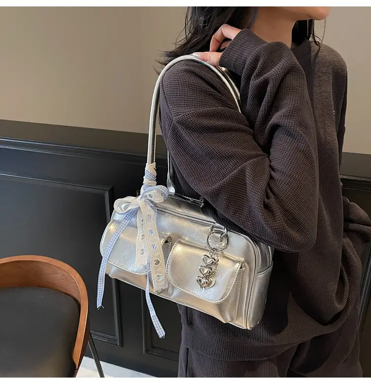Women Cross-Border Underarm Bag Large Capacity Retro Black — feature 32
