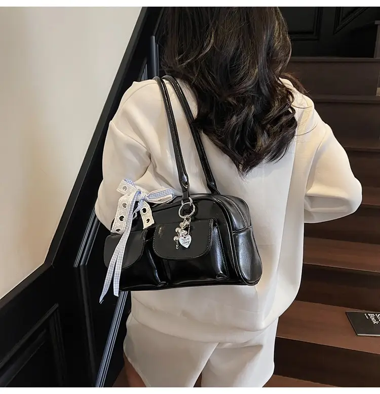 Women Cross-Border Underarm Bag Large Capacity Retro Black — feature 36