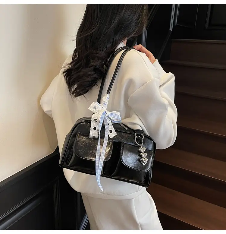 Women Cross-Border Underarm Bag Large Capacity Retro Black — feature 37