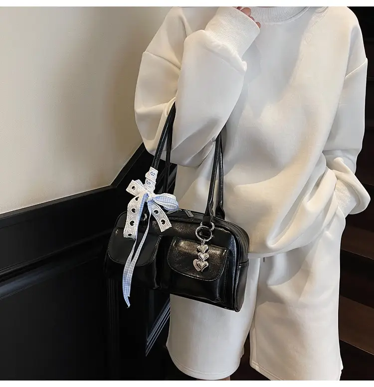 Women Cross-Border Underarm Bag Large Capacity Retro Black — feature 38