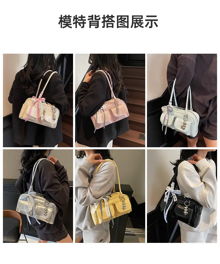 Women Cross-Border Underarm Bag Large Capacity Retro Black — feature 8