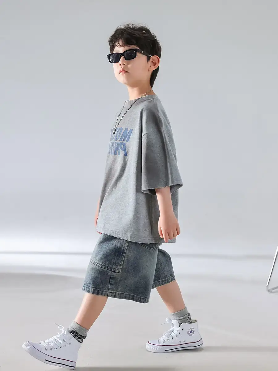 Boys Denim Shorts Set Korean Style 2026