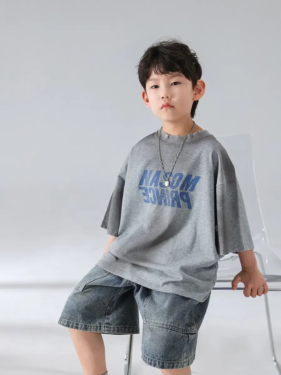 Boys Denim Shorts Set Korean Style 2026