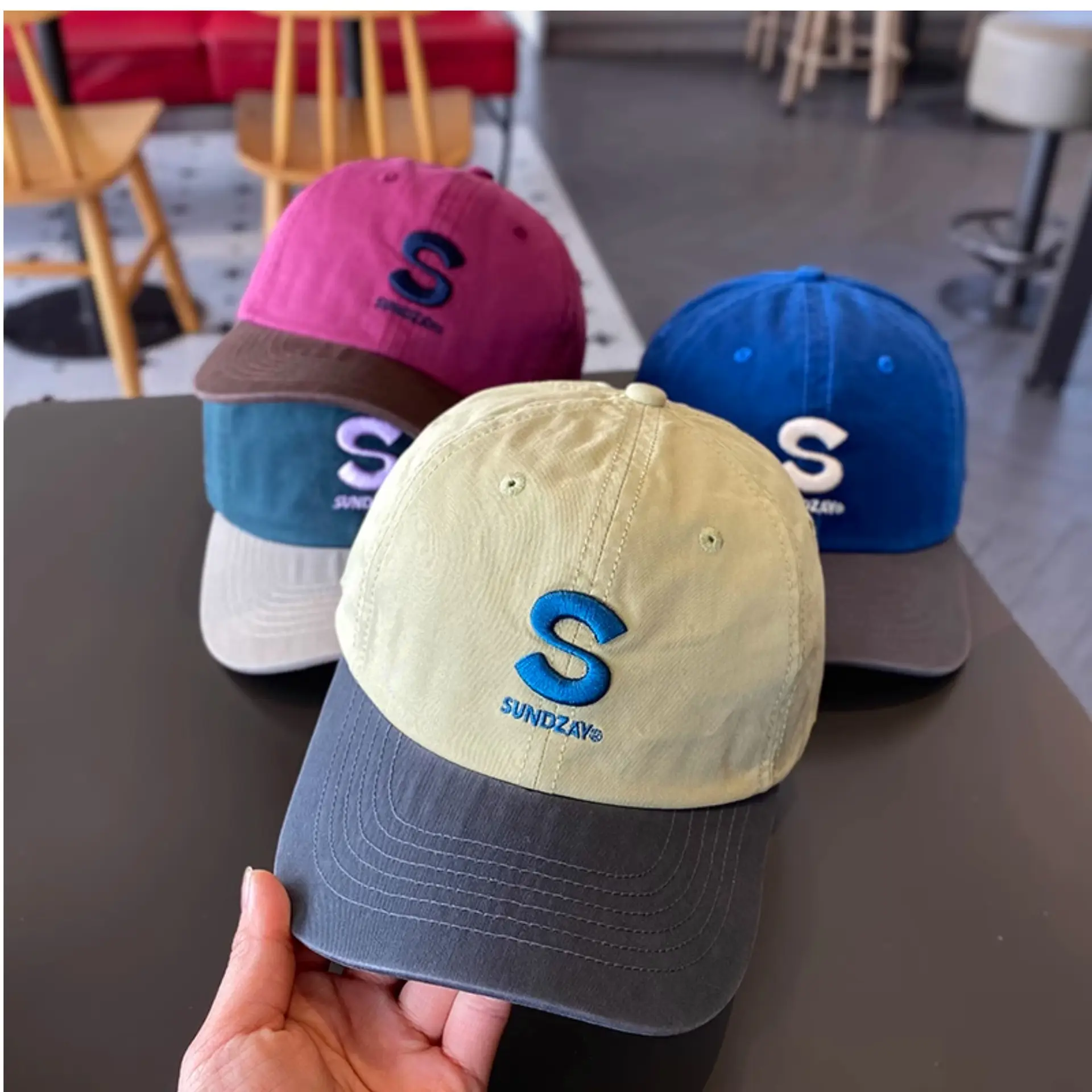 Kids Baseball Cap Pink Brown Korean Logo Middle Large — feature 3