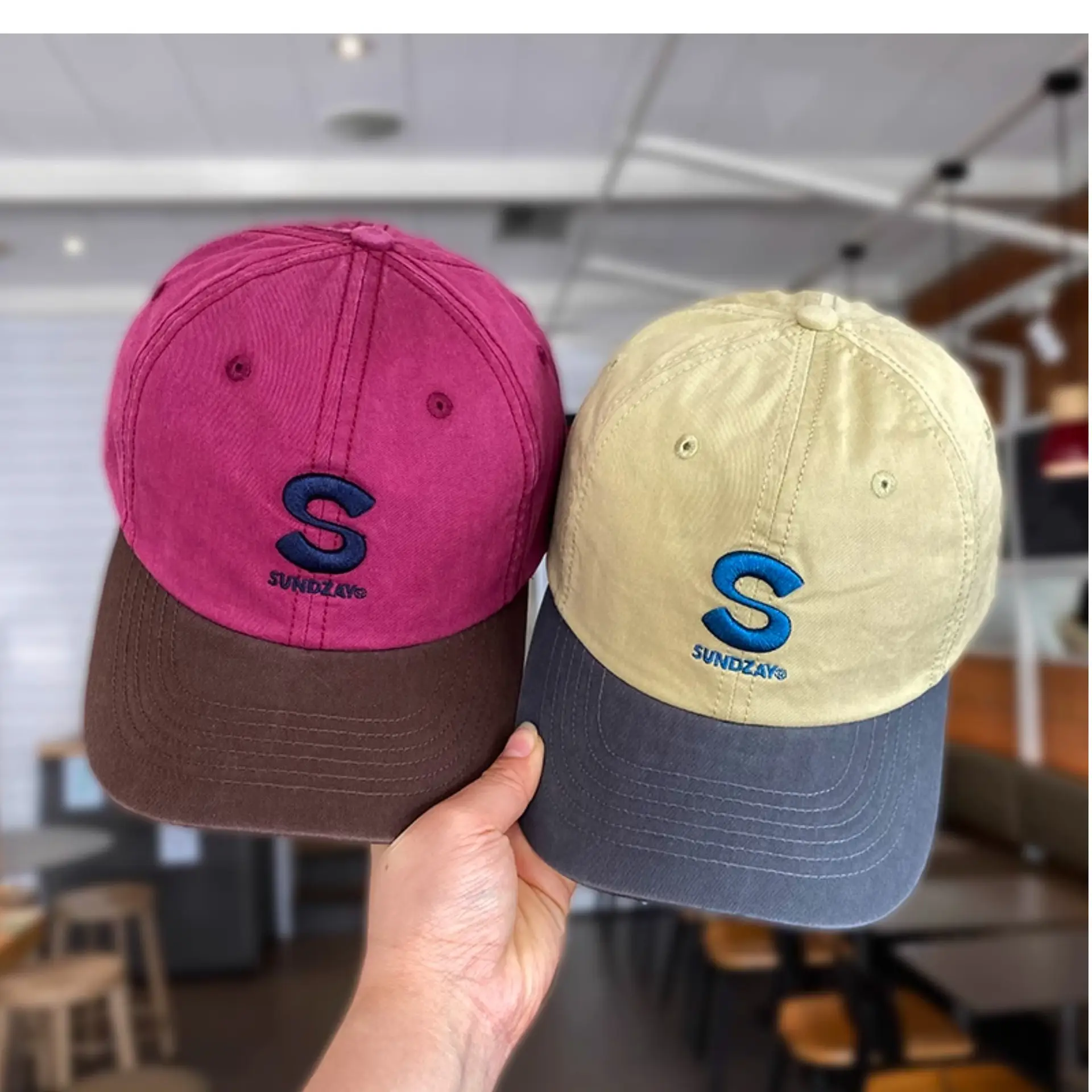 Kids Baseball Cap Pink Brown Korean Logo Middle Large — feature 4