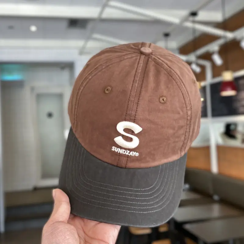 Kids Baseball Cap Pink Brown Korean Logo Middle Large - Image 2