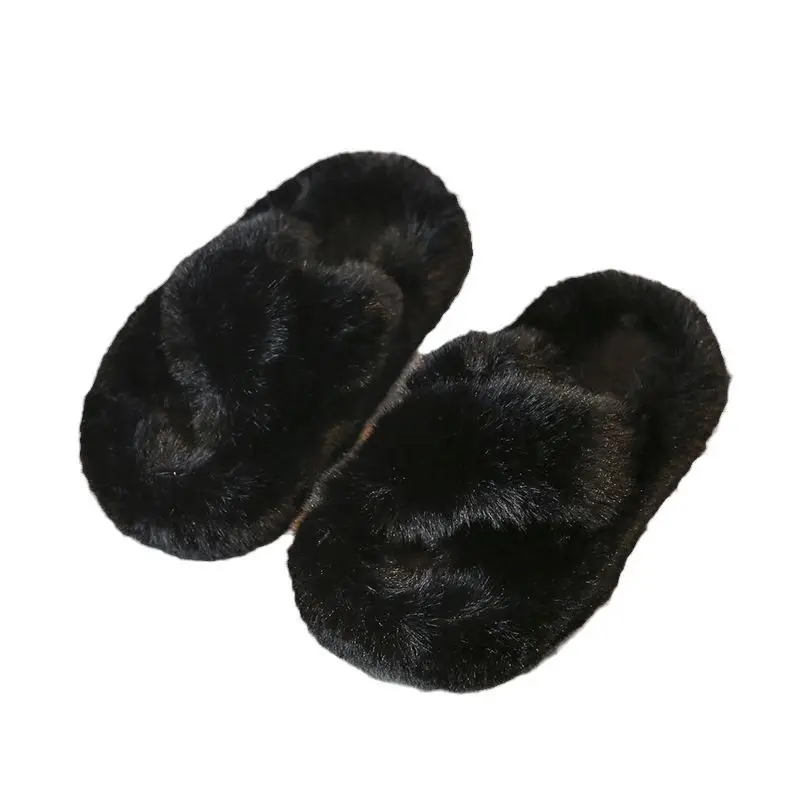 Girls' Furry Slippers Winter New Thickeneded Warm Cotton Slippers Indoor Non-Slip Baby Kidsren's Cotton Shoes Girls