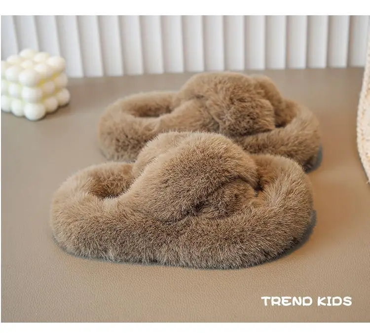 Girls' Furry Slippers Winter New Thickeneded Warm Cotton Slippers Indoor Non-Slip Baby Kidsren's Cotton Shoes Girls — feature 21