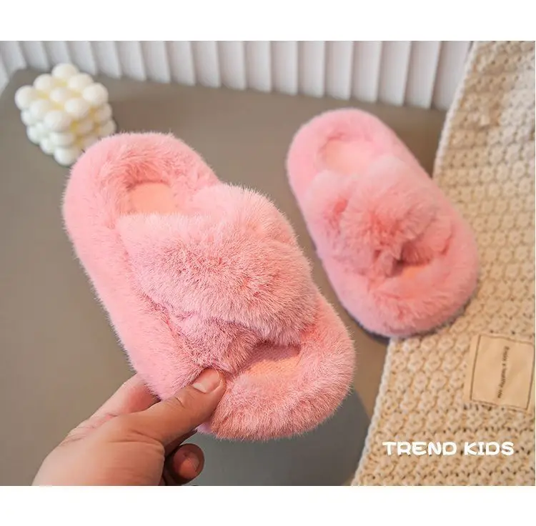 Girls' Furry Slippers Winter New Thickeneded Warm Cotton Slippers Indoor Non-Slip Baby Kidsren's Cotton Shoes Girls — feature 24