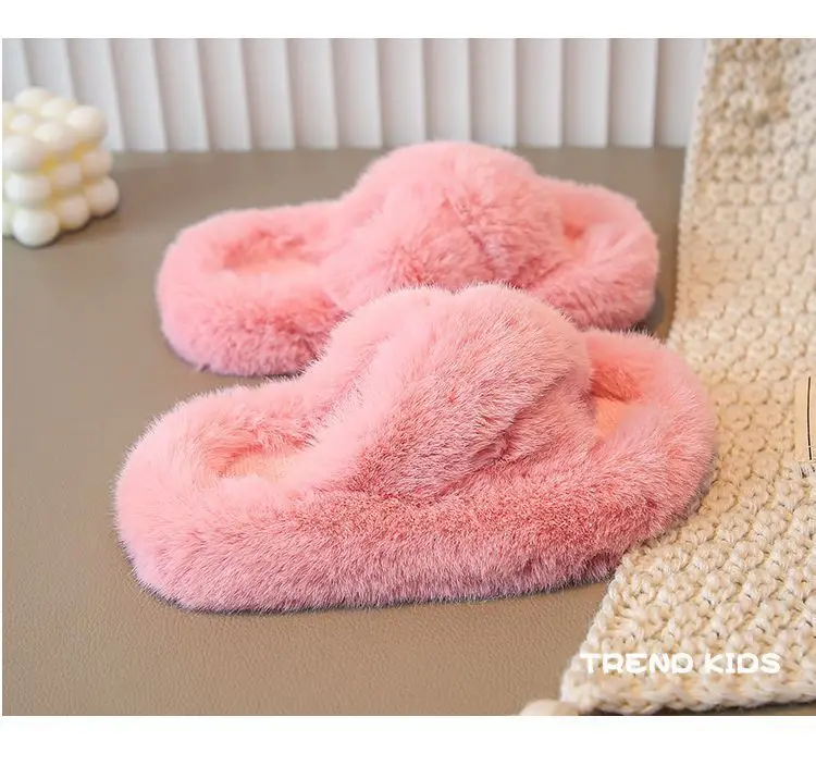 Girls' Furry Slippers Winter New Thickeneded Warm Cotton Slippers Indoor Non-Slip Baby Kidsren's Cotton Shoes Girls — feature 25