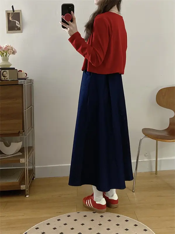 Plus Size Red Denim Vest Set for Spring — feature 13