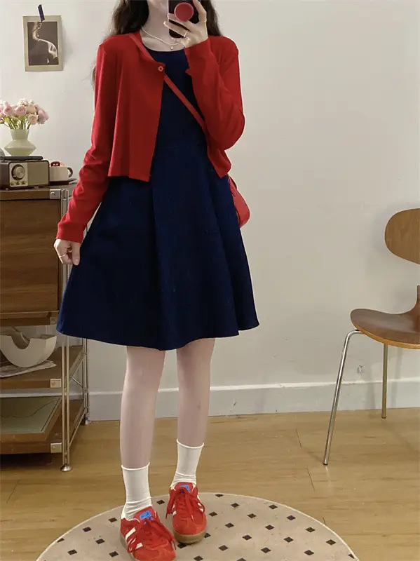 Plus Size Red Denim Vest Set for Spring — feature 15