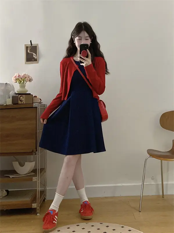 Plus Size Red Denim Vest Set for Spring — feature 20