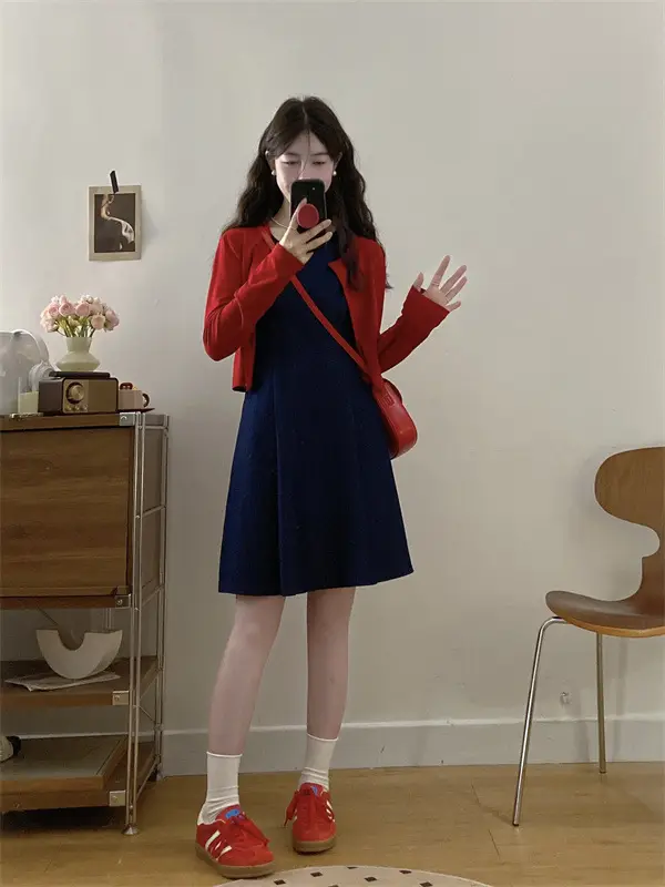 Plus Size Red Denim Vest Set for Spring — feature 22