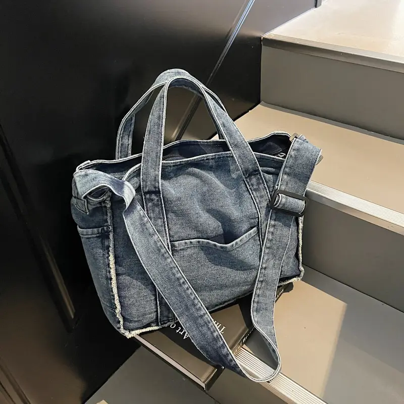Denim Shoulder Bag Large Capacity Artistic Commuter Bag - Image 4