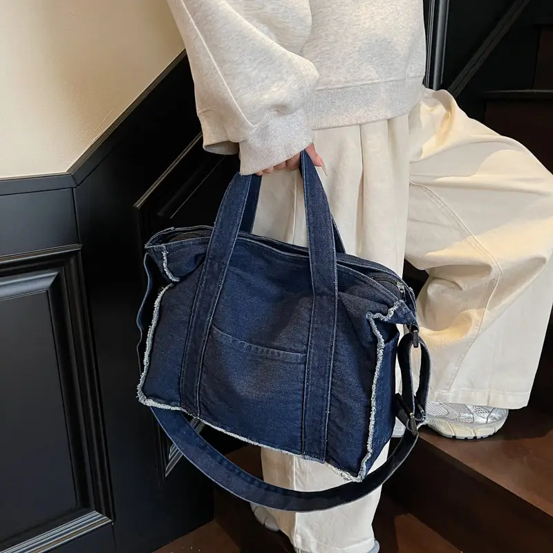 Denim Shoulder Bag Large Capacity Artistic Commuter Bag - Image 6