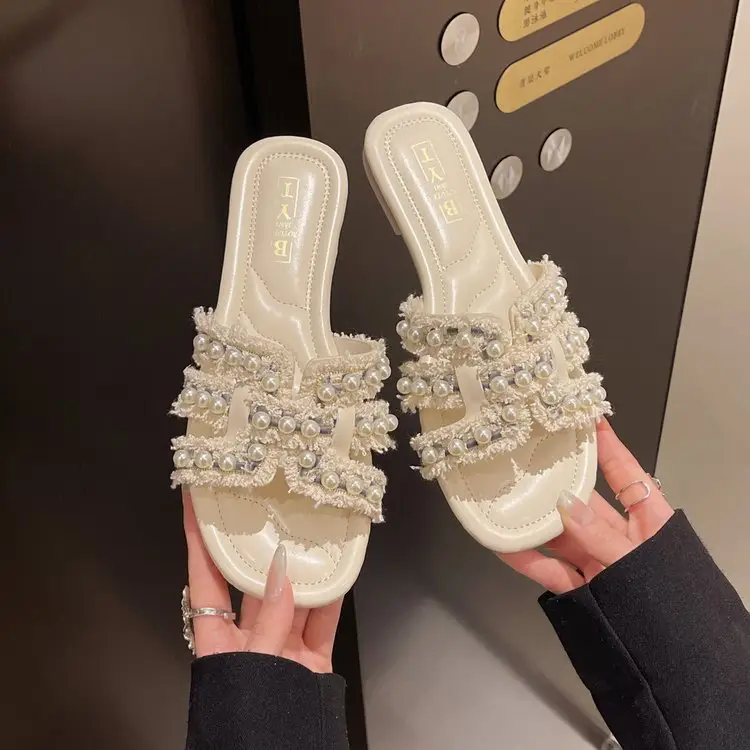 Factory Direct Delivery Chanel-Style Women's Summer Fashion Slippers 2025 New Summer Flat Slide Sandals Ins Trend - Image 5