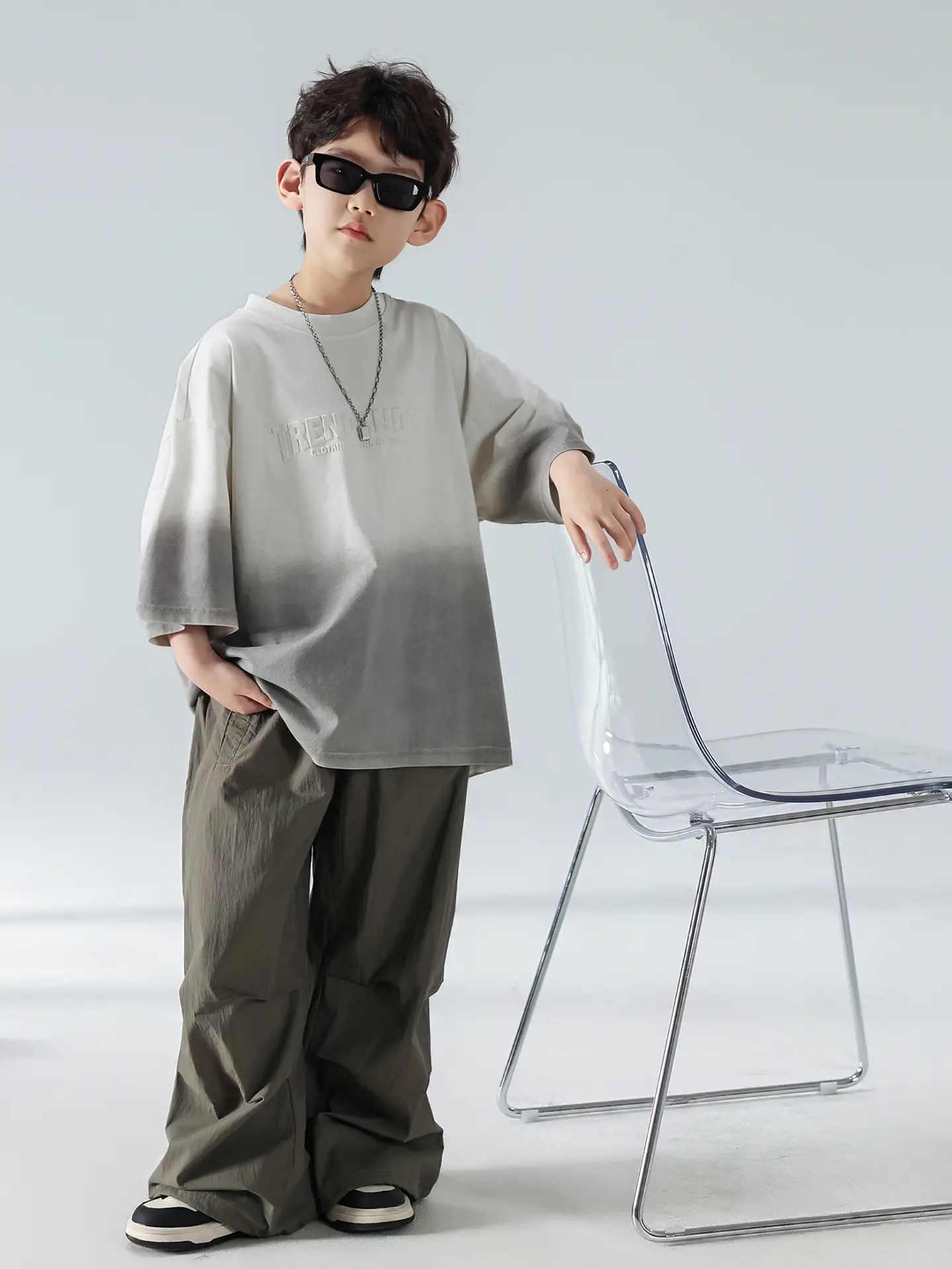 Boys Summer T-shirt Korean Style 2025 Short Sleeve Trousers Set - Image 3