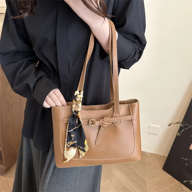 Women's Silk Scarf Bag with Large Capacity Shoulder Commuter Tote - Image 7