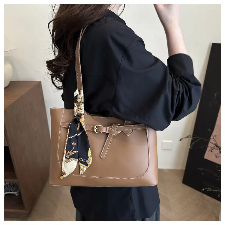 Women's Silk Scarf Bag with Large Capacity Shoulder Commuter Tote — feature 11