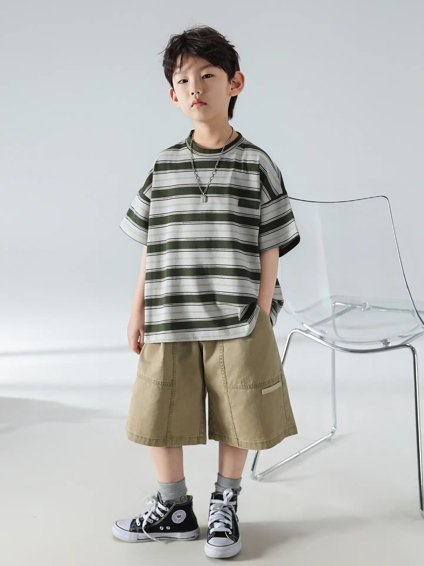 Boys Striped Shorts T-Shirt Set Summer 2025 - Image 3