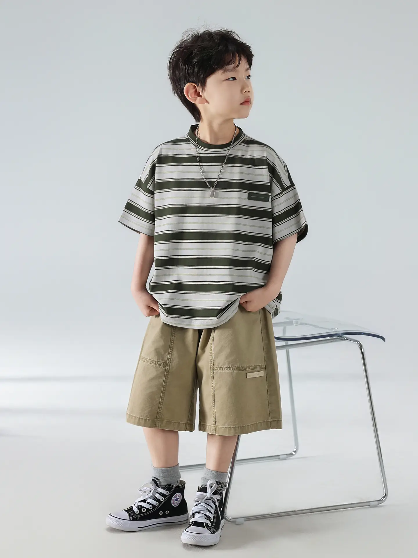 Boys Striped Shorts T-Shirt Set Summer 2025 — feature 19