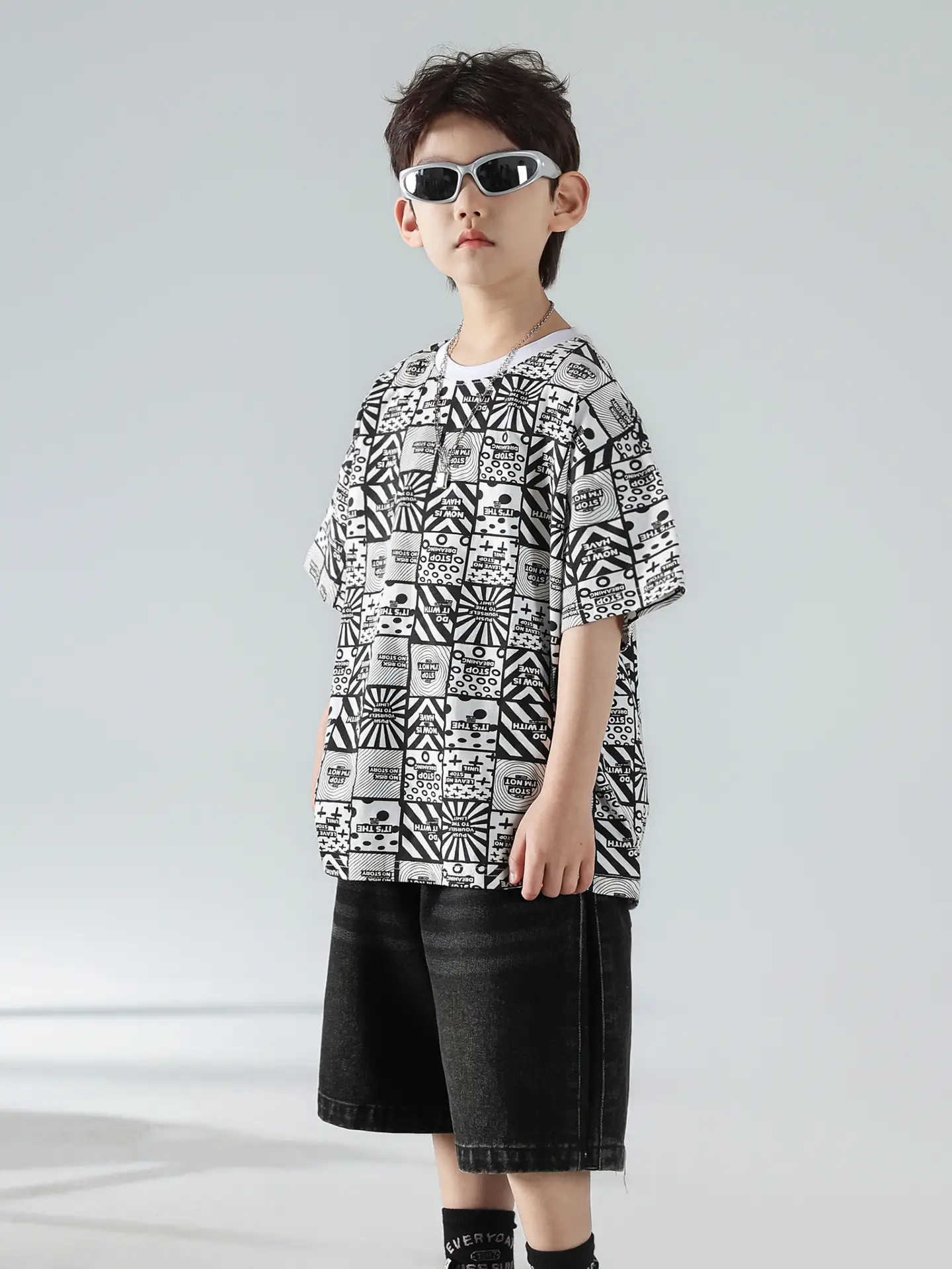 Boys Korean Print T-Shirt Shorts Set 2025 - Image 5
