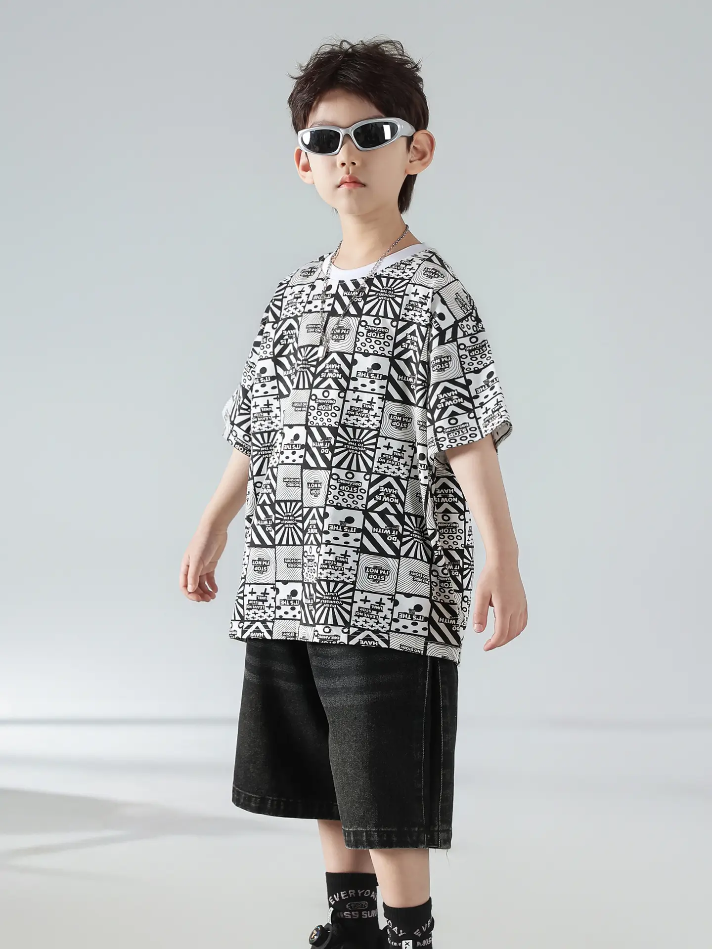 Boys Korean Print T-Shirt Shorts Set 2025 — feature 17