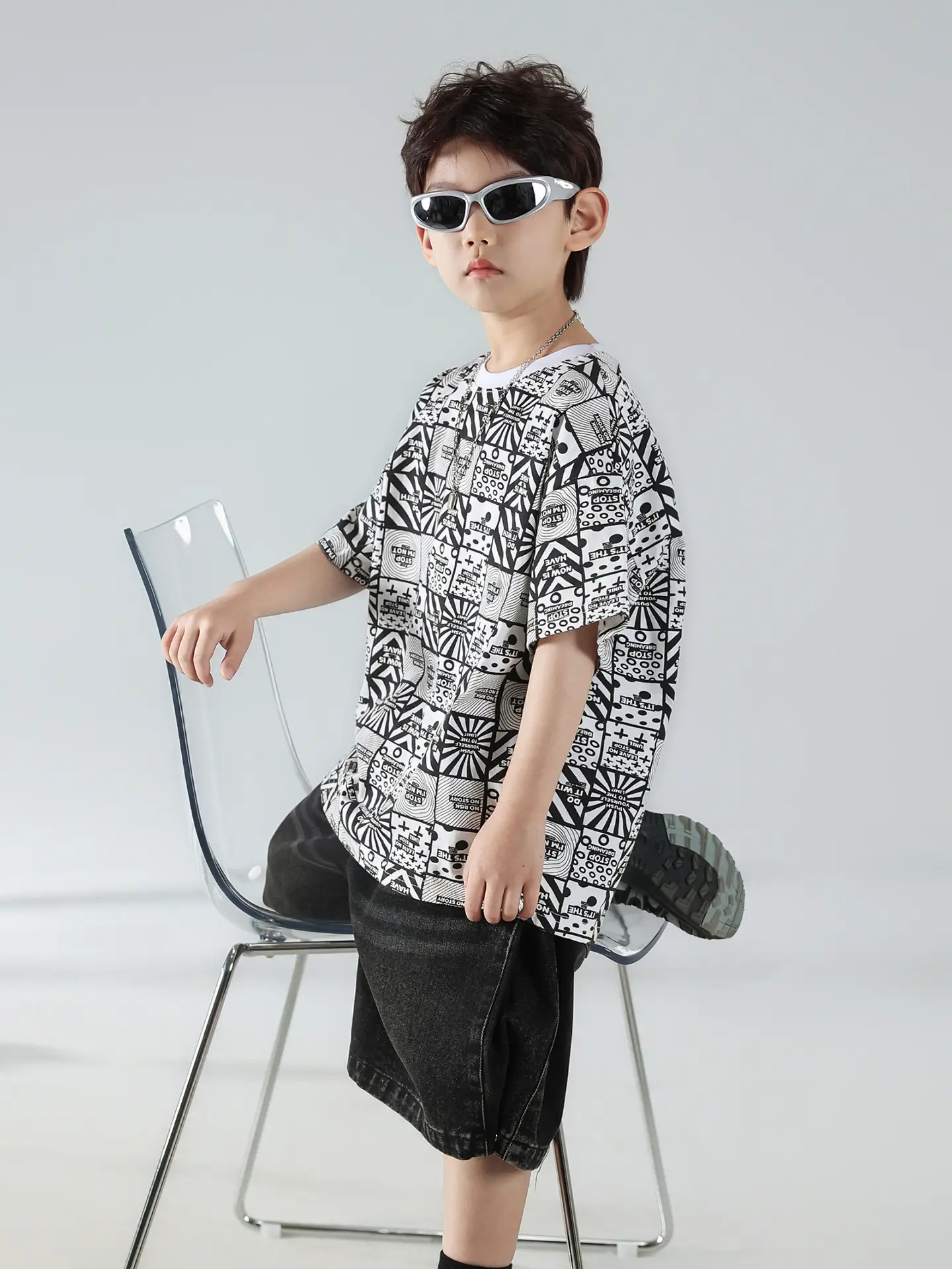 Boys Korean Print T-Shirt Shorts Set 2025 — feature 18