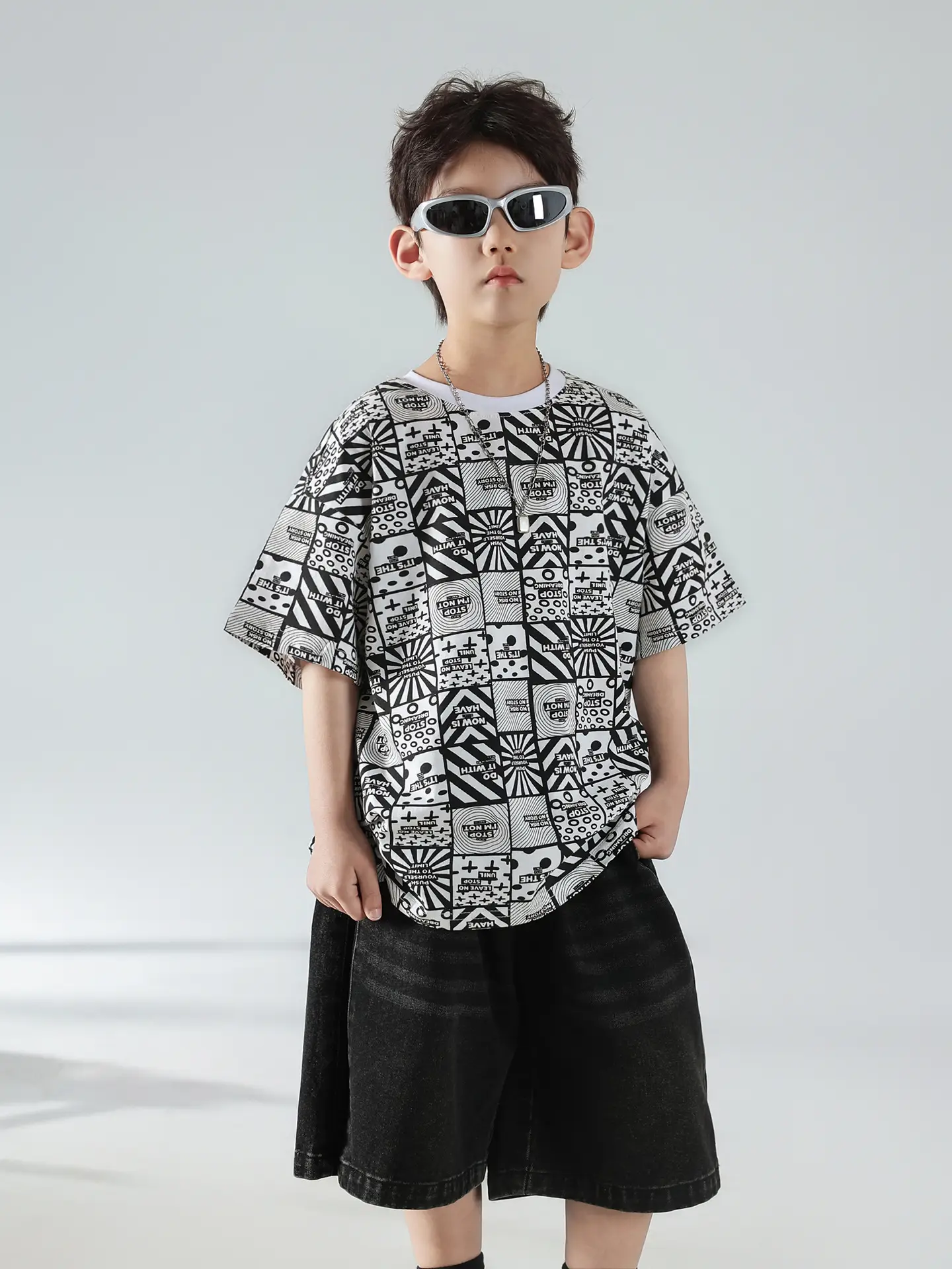 Boys Korean Print T-Shirt Shorts Set 2025 — feature 19