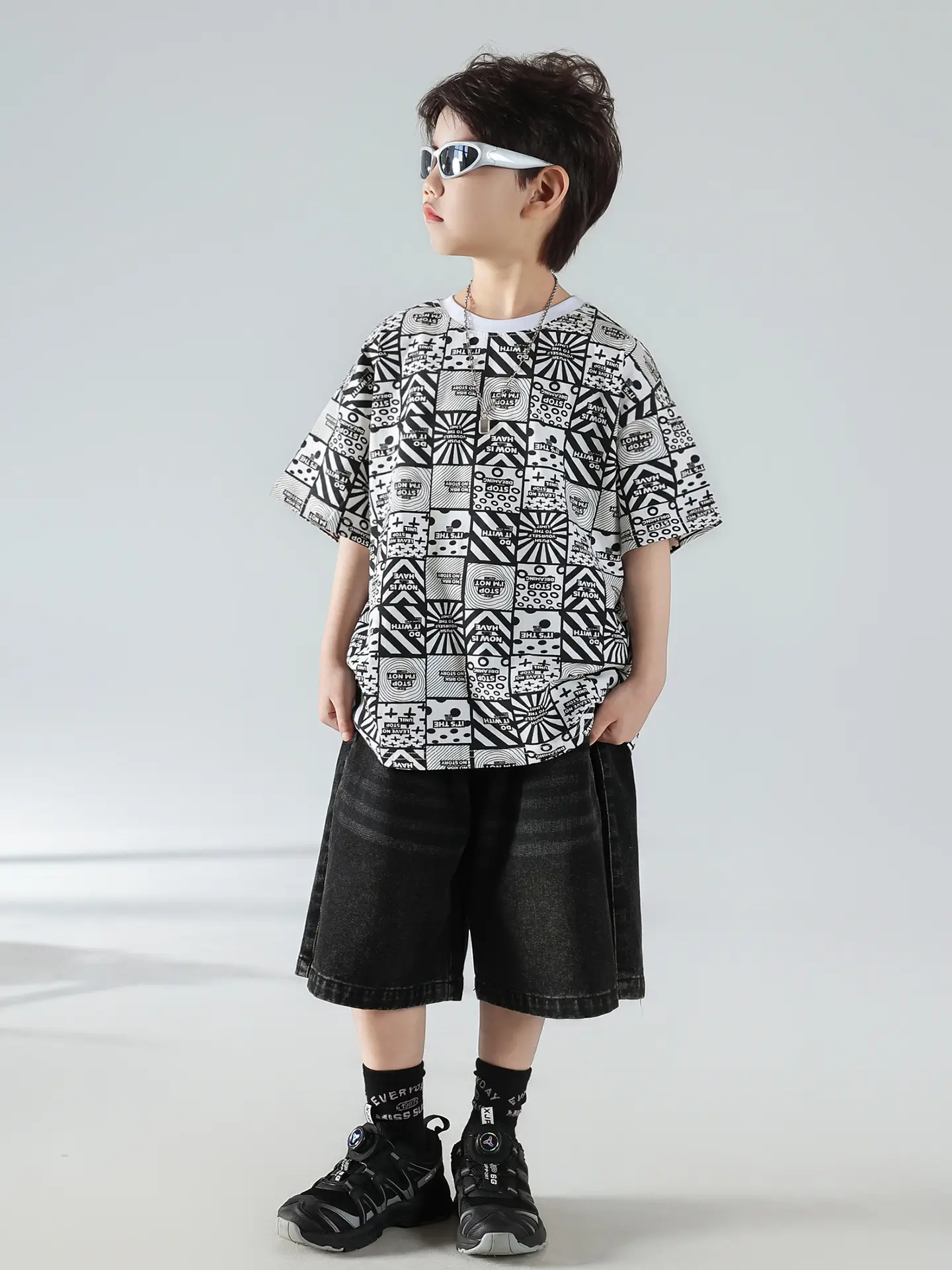 Boys Korean Print T-Shirt Shorts Set 2025 — feature 22