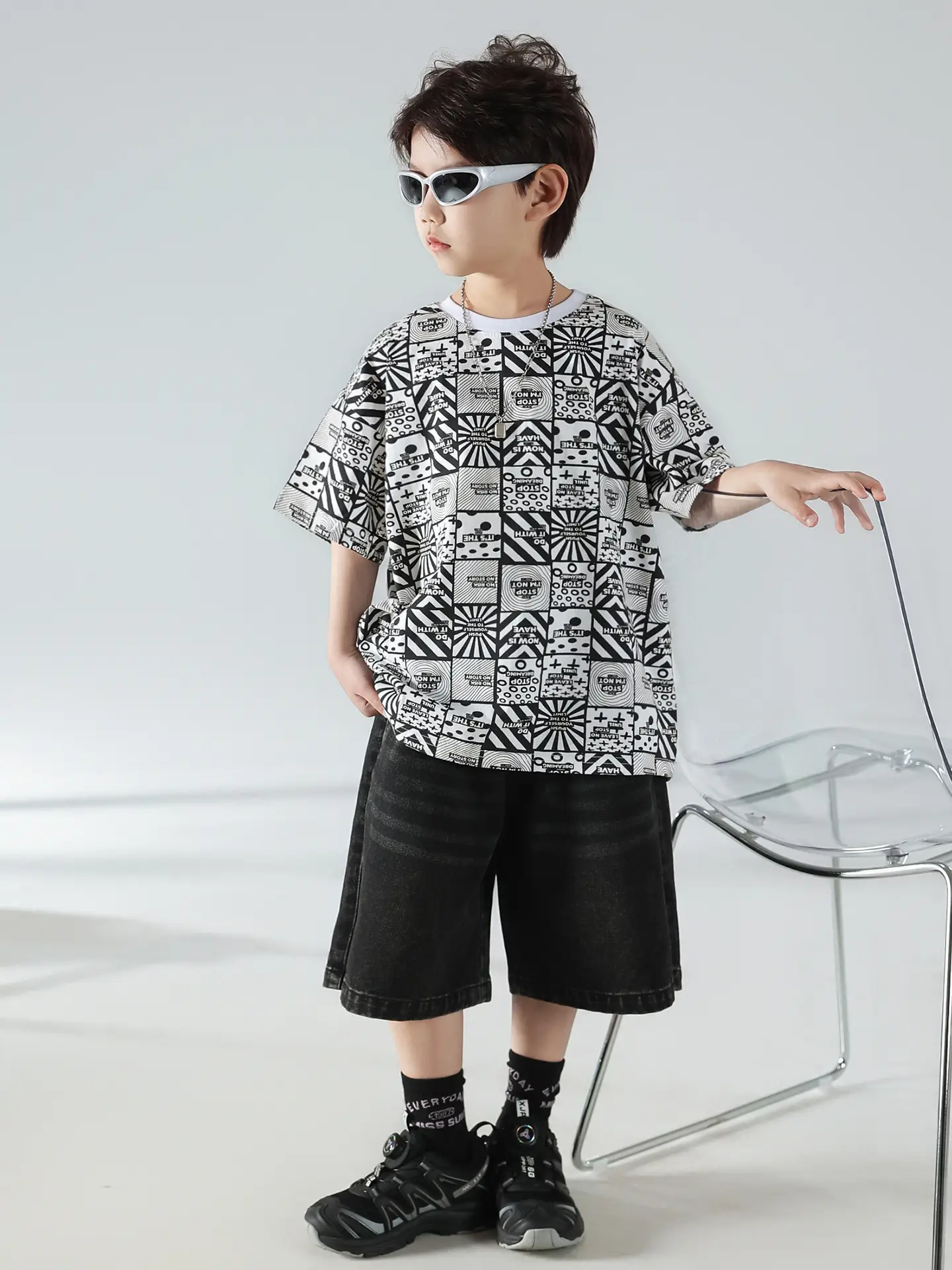 Boys Korean Print T-Shirt Shorts Set 2025 — feature 23