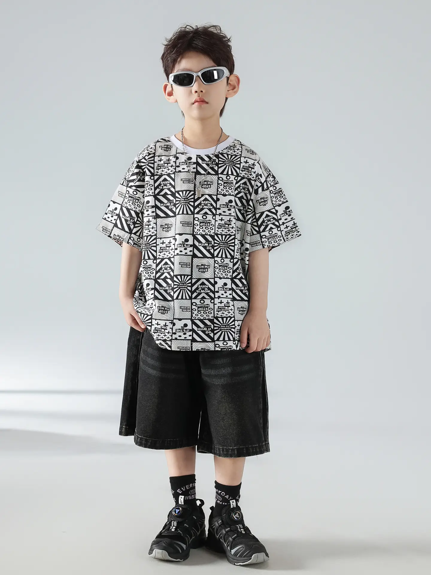 Boys Korean Print T-Shirt Shorts Set 2025 — feature 4