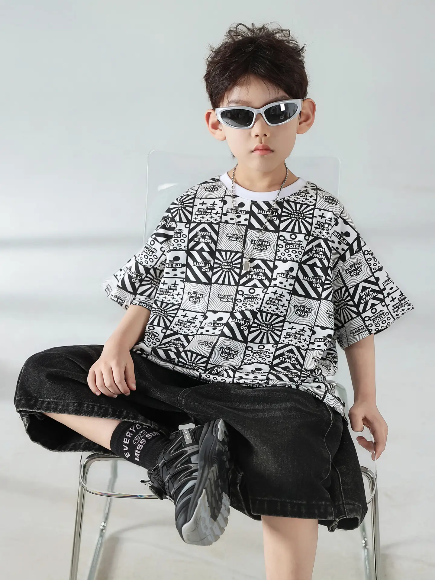 Boys Korean Print T-Shirt Shorts Set 2025 — feature 5