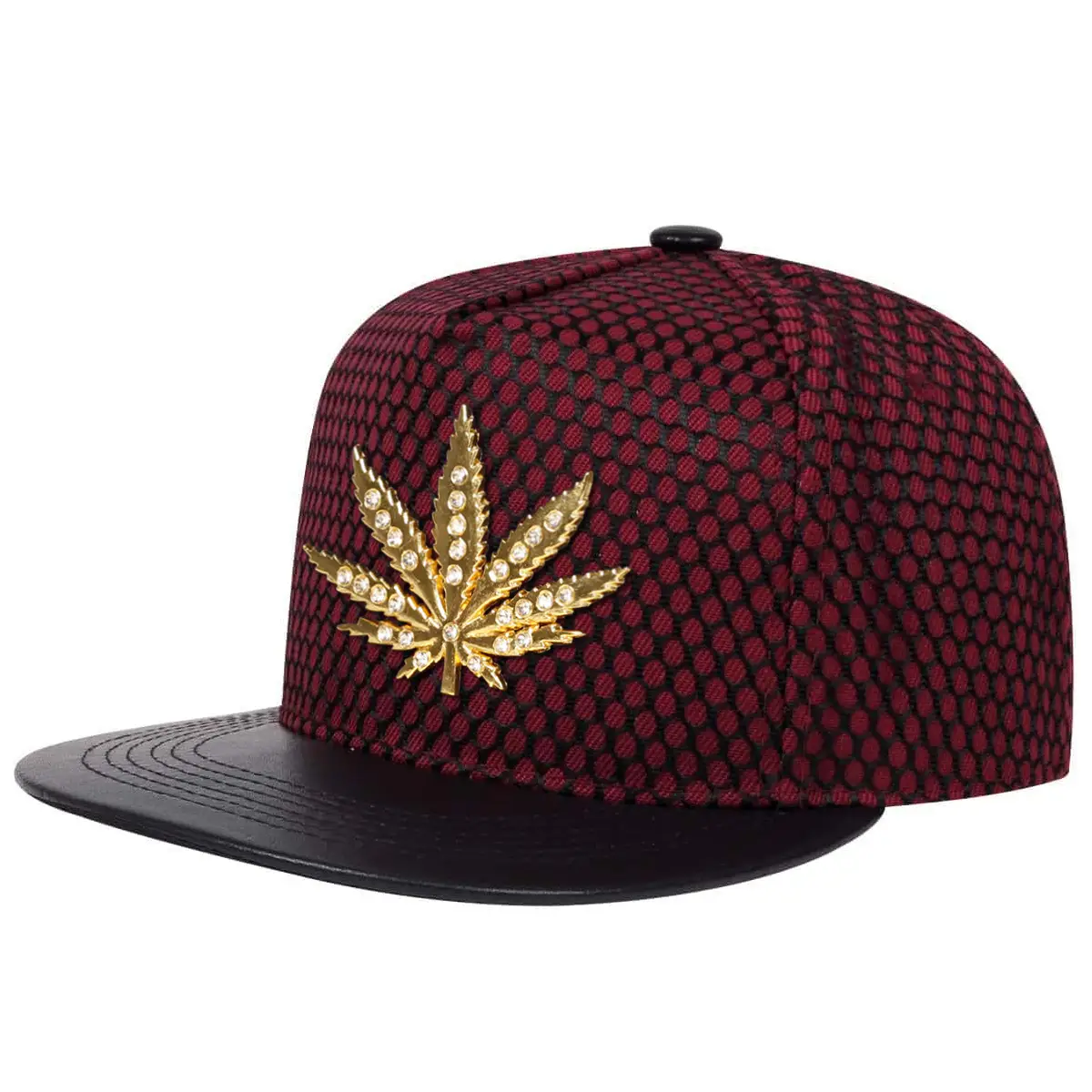 Red Mesh Leaf Embroidered Baseball Cap for Men Women — feature 3