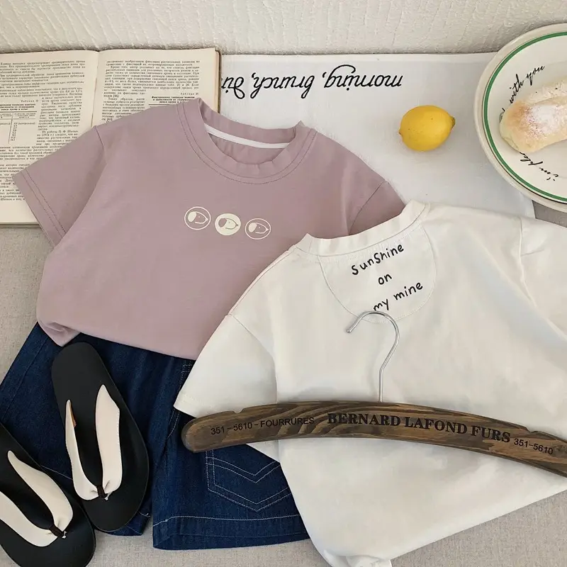 Boys T-Shirt Short Sleeve Summer 2025 Crewneck Cute Face Print — feature 5