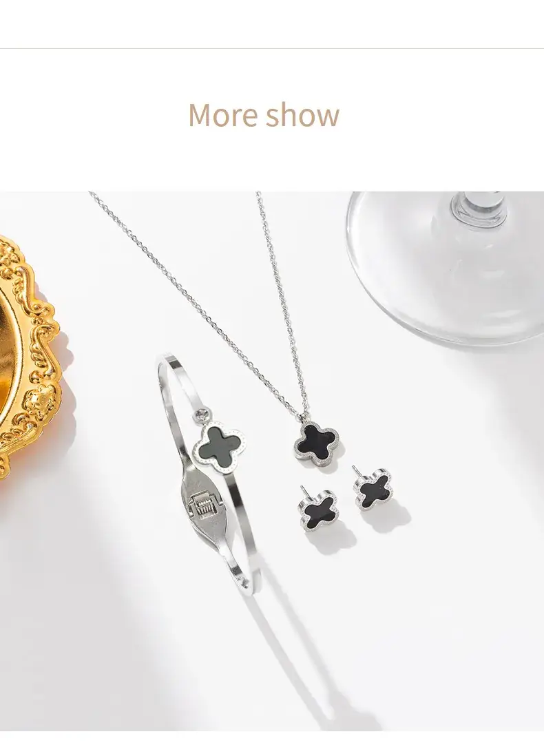 Silver Four-leaf Clover Stud Earrings for Women — feature 18