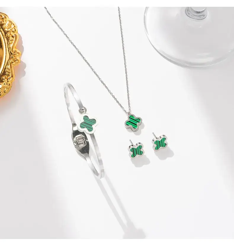 Silver Four-leaf Clover Stud Earrings for Women — feature 19