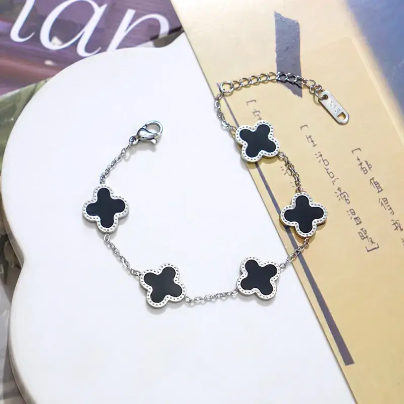 Silver Four-leaf Clover Stud Earrings for Women - Image 17