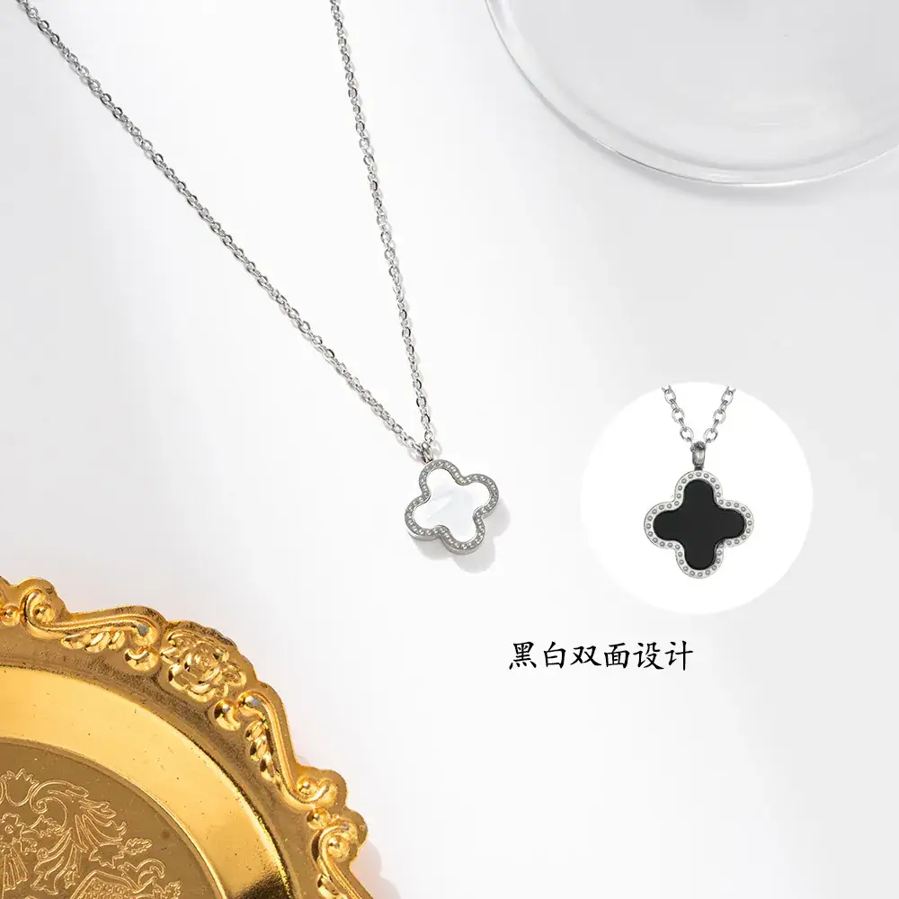 Silver Four-leaf Clover Stud Earrings for Women - Image 5