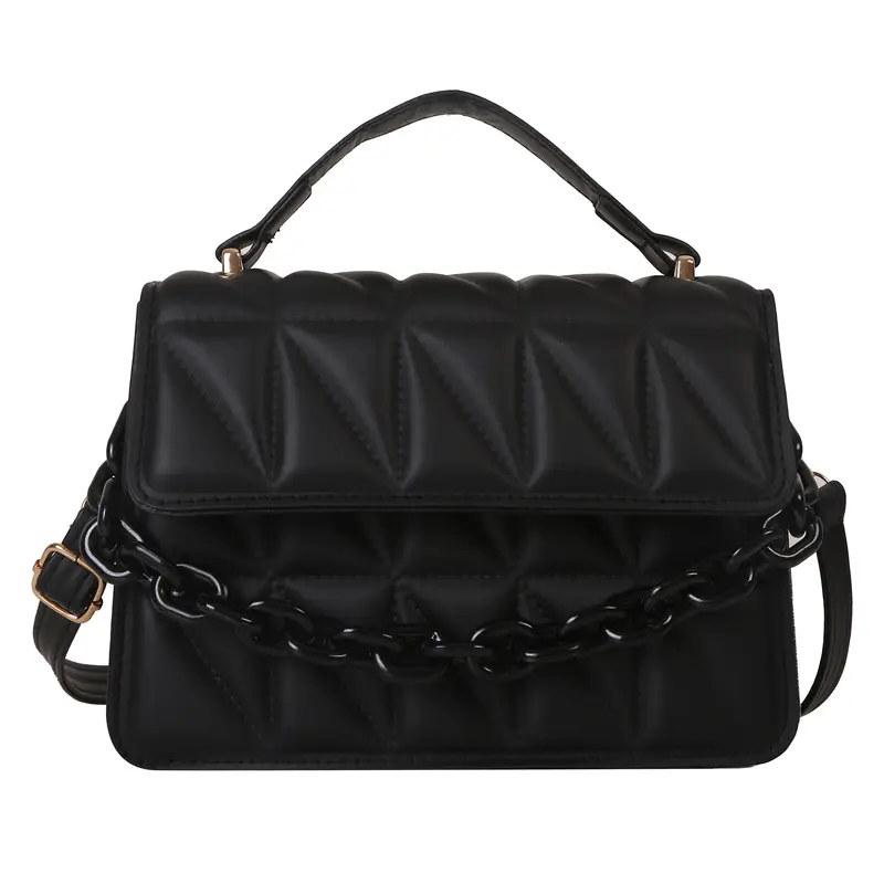 Black Quilted Chain Shoulder Bag for Women 2024 - Image 7