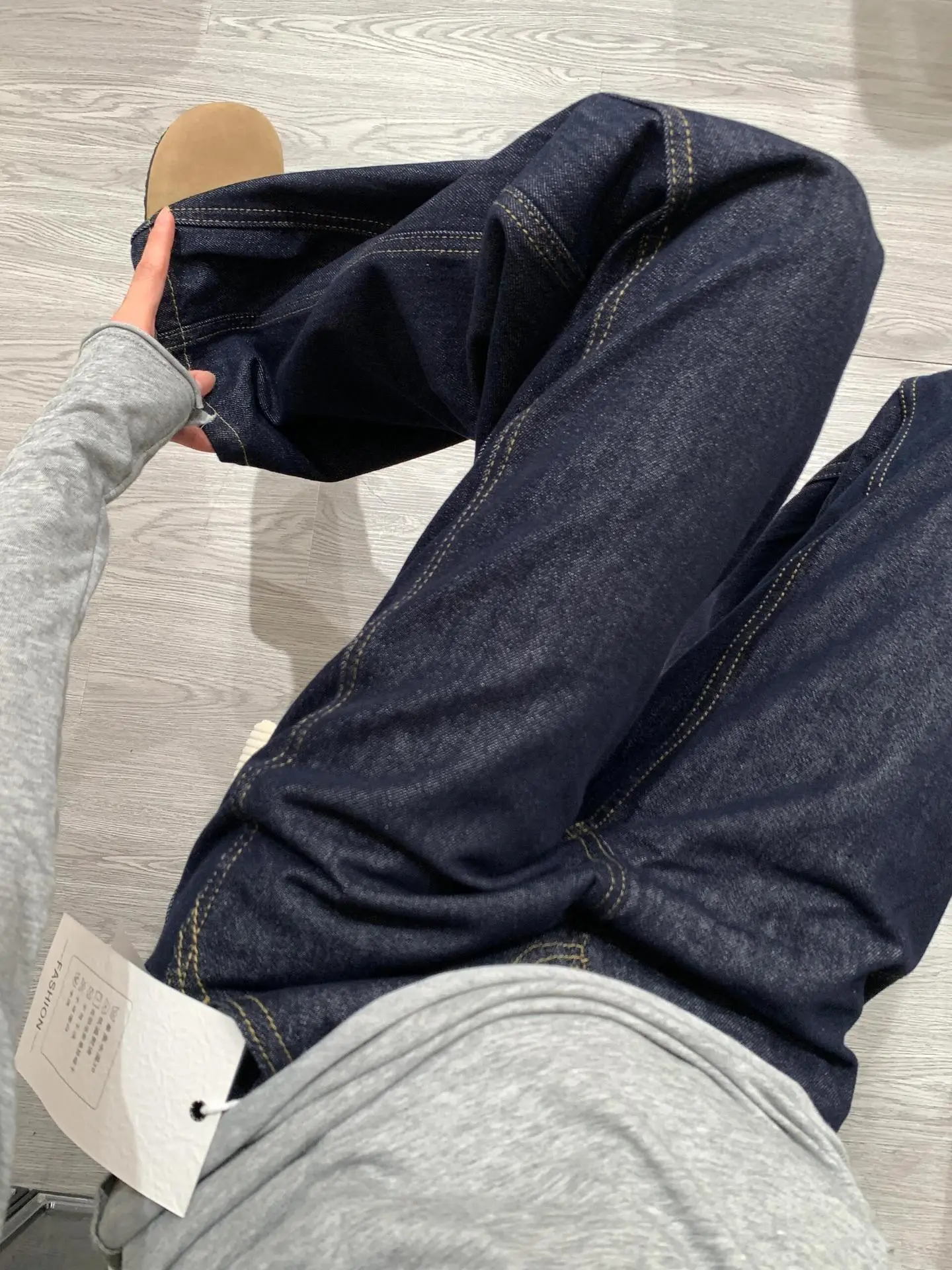 Dark Blue Wide Leg Jeans Women Spring Slim Fit — feature 5