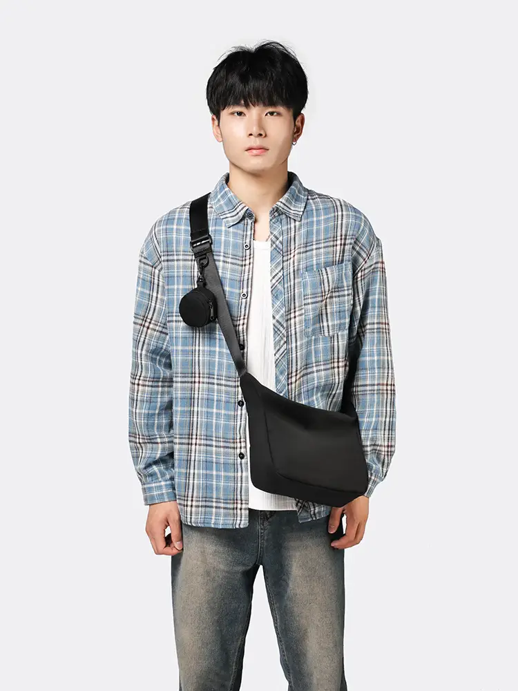 Black Crossbody Bag for Men Unisex Shoulder Bag - Image 7