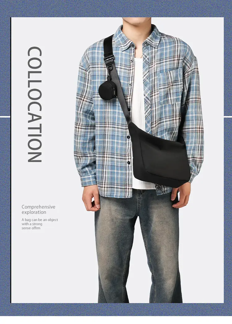 Black Crossbody Bag for Men Unisex Shoulder Bag — feature 1
