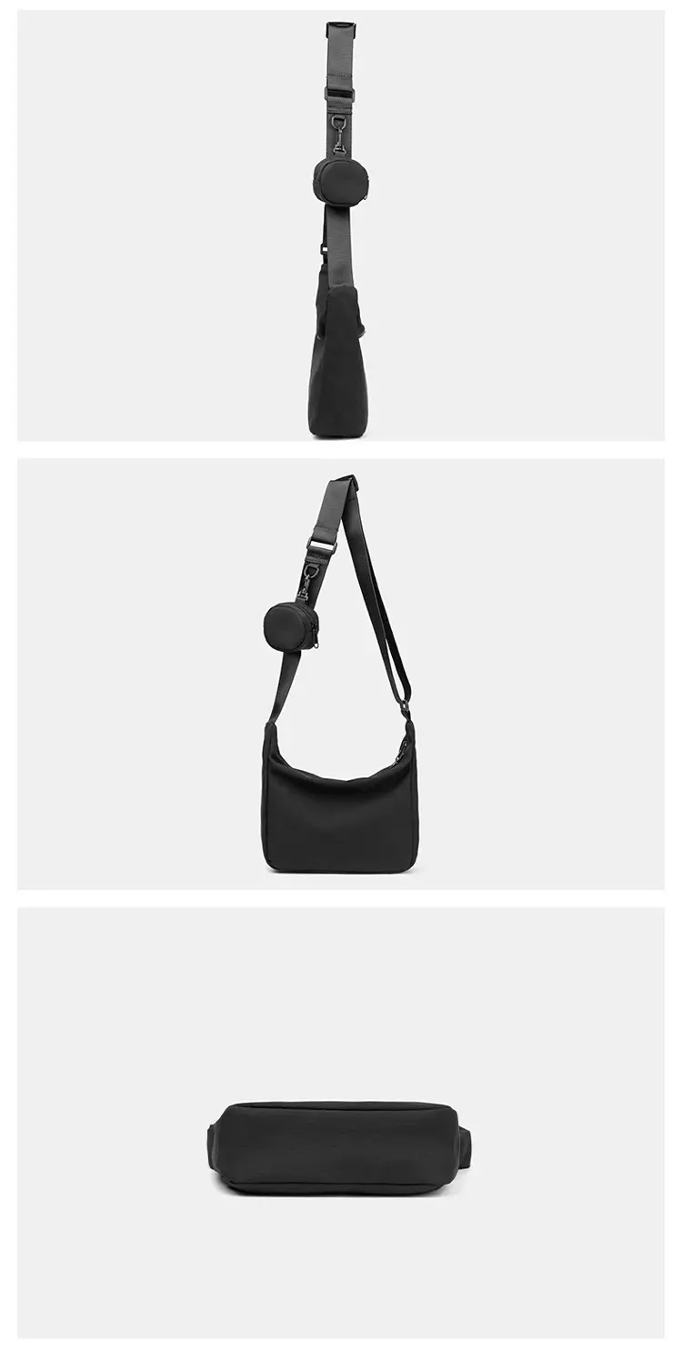 Black Crossbody Bag for Men Unisex Shoulder Bag — feature 12
